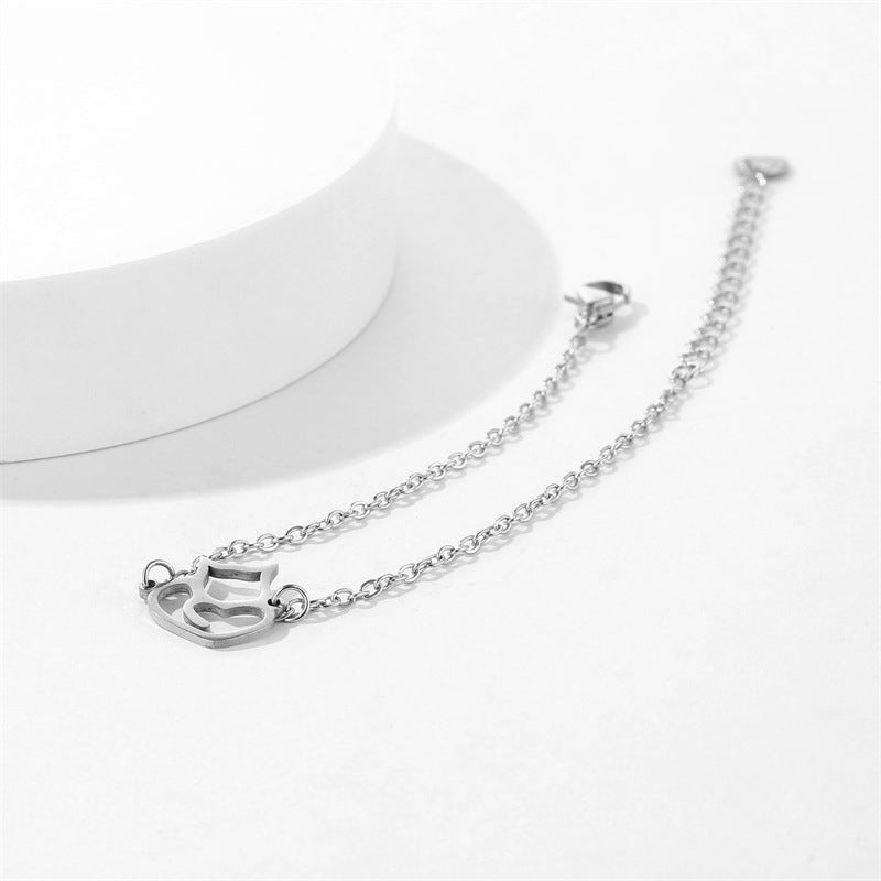 Hollow Cat Kitten Chain Stainless Steel Bracelet