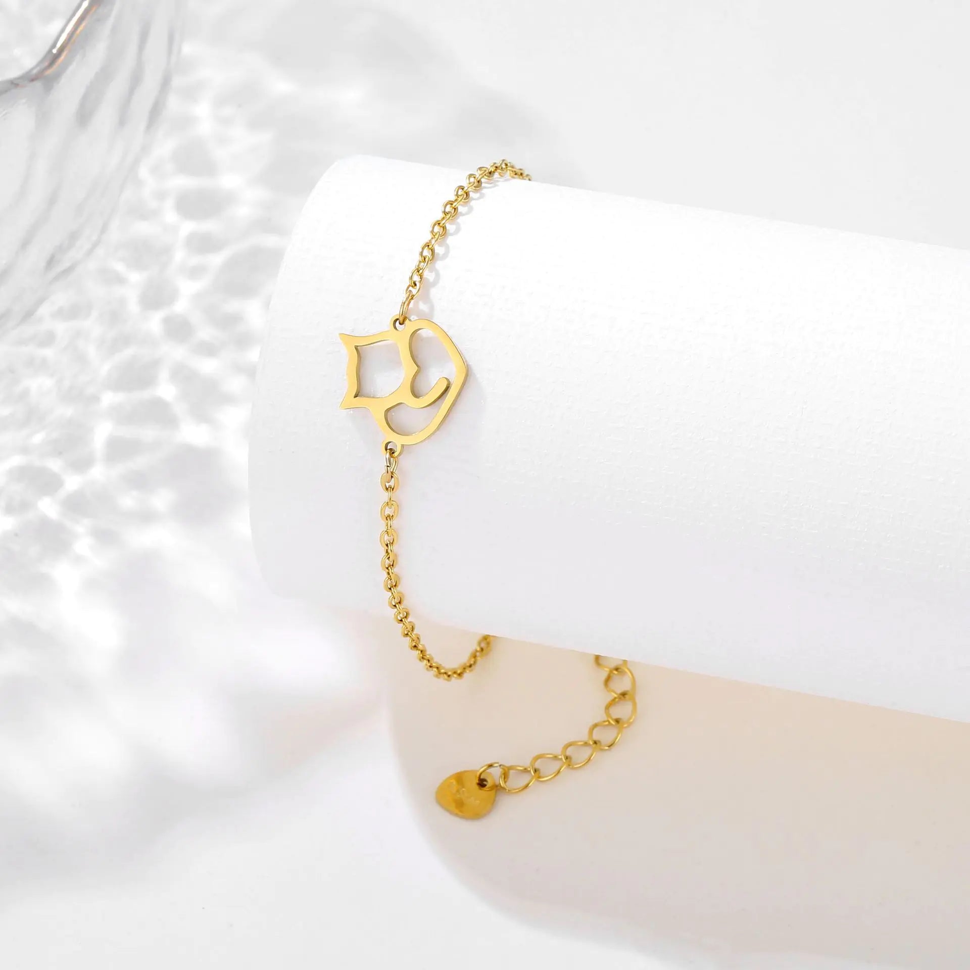 Hollow Cat Kitten Chain Stainless Steel Bracelet