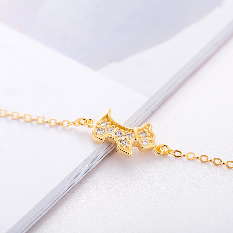 Gold Dog Puppy Bracelet with Zircon